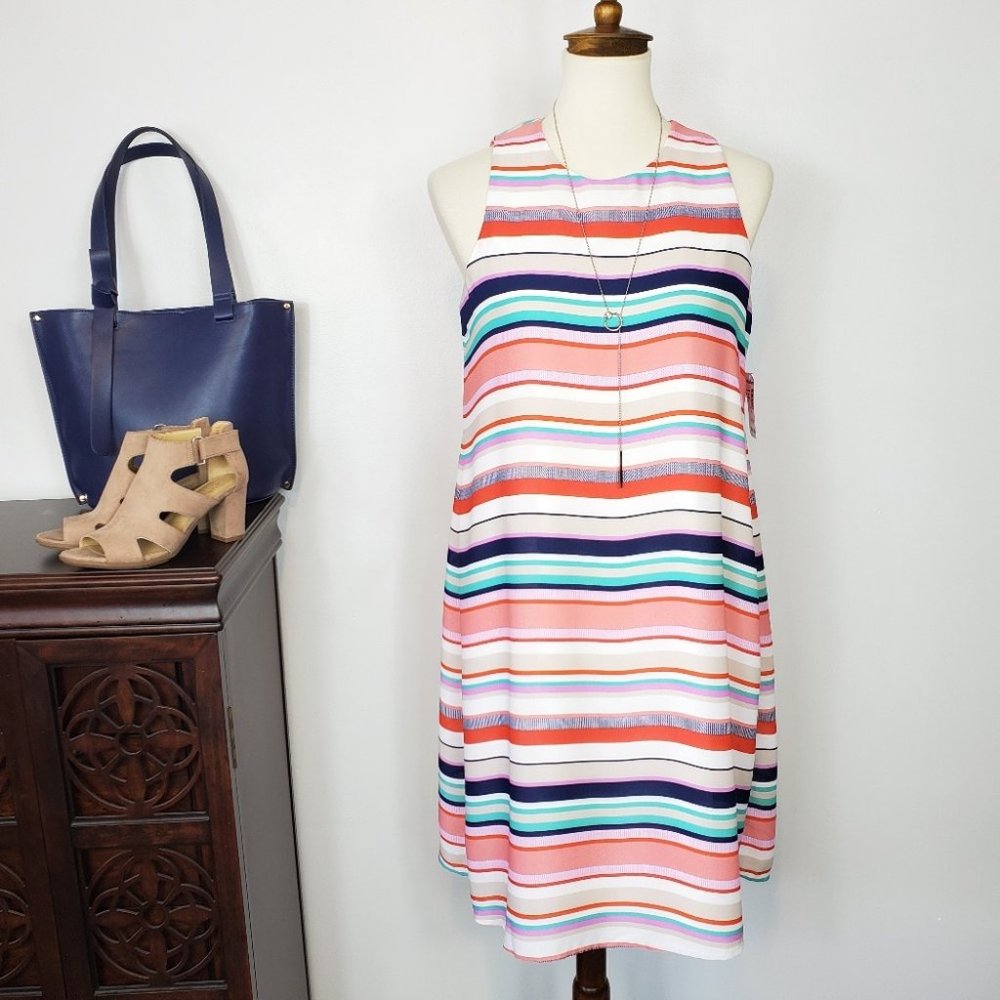 Roz & Ali Multi-colored Striped Sleeveless Dress NEW NWT Size 4